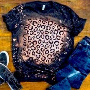 Leopard print on bleached black/charcoal